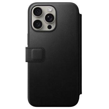   Nomad Modern Leather Folio case for iPhone 15 Pro Max 6,7" tok, fekete