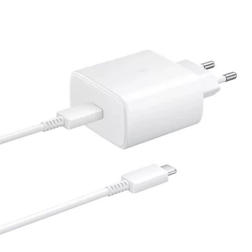 Samsung EP-TA845EWE 45W hálózati töltő with USB-C kábel Samsung EP-DW767JWE 45W 1.8m (OOB Bulk - replacement packaging), fehér