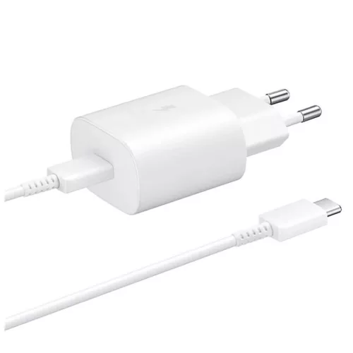 Samsung 25W EP-TA800EWE USB-C hálózati töltő with Samsung EP-DA705BWE USB-C / USB-C kábel, fehér