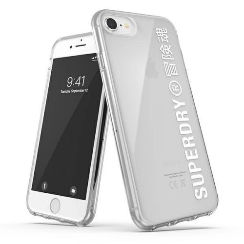 SuperDry Snap iPhone 6/6s/7/8/SE 2020 / SE 2022 Clear Case tok, átlátszó-fehér