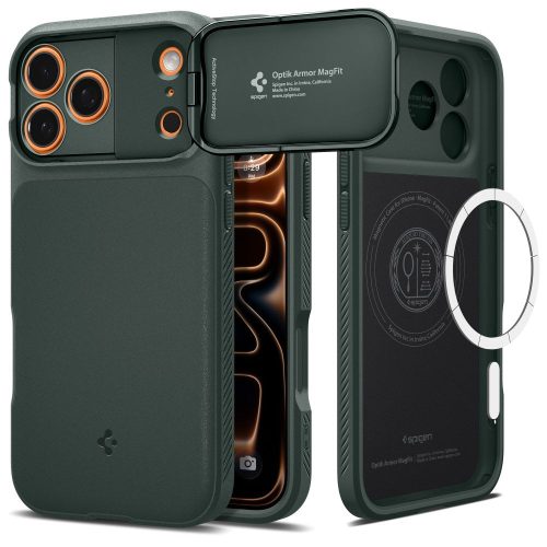 Spigen Optik Armor Mag Magsafe case iPhone 17 Pro tok, zöld