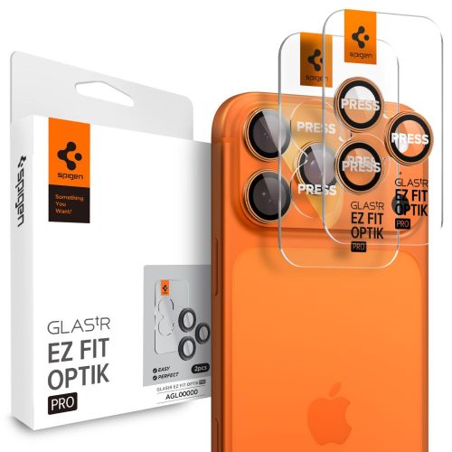 SPIGEN OPTIK PRO GLAS.TR ”EZ FIT” CAMERA PROTECTOR 2-PACK IPHONE 16 PRO /  16 PRO MAX / 17 PRO / MAX kameravédő, narancs