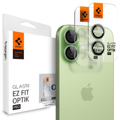 SPIGEN OPTIK PRO GLAS.TR ”EZ FIT” CAMERA PROTECTOR 2-PACK IPHONE 16 / 16 PLUS / 17 kameravédő, zöld