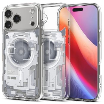   Spigen Ultra Hybrid Mag Magsafe case iPhone 17 Pro Zero One tok, átlátszó-titánium