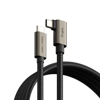   RINGKE USB 3.2 Gen 2x2 Type-C, 90 fokos PD 240W, 200cm, kábel, fekete