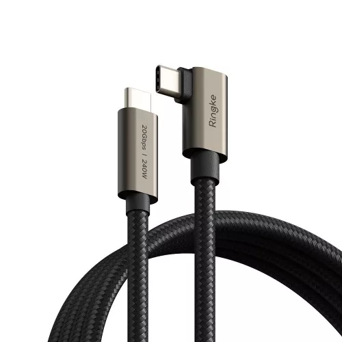 RINGKE USB 3.2 Gen 2x2 Type-C, 90 fokos PD 240W, 200cm, kábel, fekete