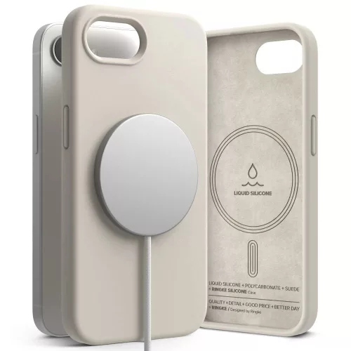 RINGKE SILICONE MAGNETIC MAGSAFE iPhone 16E STONE tok, bézs