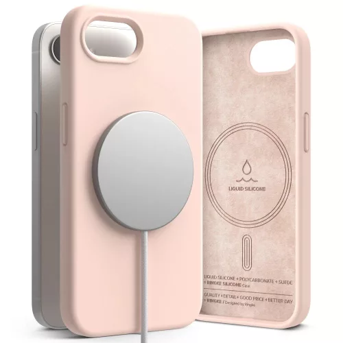 RINGKE SILICONE MAGNETIC MAGSAFE iPhone 16E tok, rózsaszín