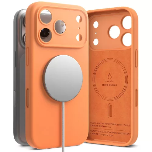 Ringke Silicone Magnetic MagSafe Case iPhone 17 Pro tok, narancs