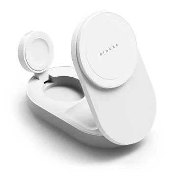   RINGKE QI2.2, 25W 3IN1 MAGNETIC MAGSAFE WIRELESS FOLDING CHARGER, vezeték nélküli töltő, fehér