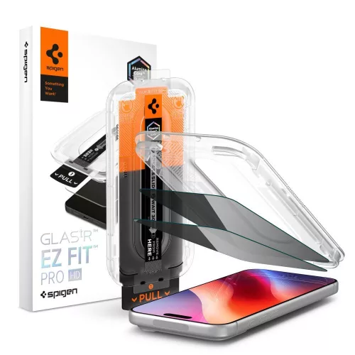 Spigen Glas.tR EZ Fit Pro HD AC 2 db Privacy iPhone 18 Pro (AGL12027) betekintésvédő üvegfólia