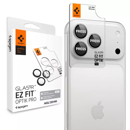 Spigen Optik Pro Glas.tR EZ Fit Camera Protector 2 db iPhone 18 Pro / 18 Pro Max (AGL12046) kameravédő, ezüst