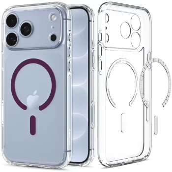   Spigen Ultra Hybrid MagSafe iPhone 17 Pro Max / 18 Pro Max tok, átlátszó-bordó
