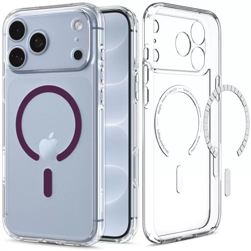 Spigen Ultra Hybrid MagSafe iPhone 17 Pro / 18 Pro tok, átlátszó-bordó