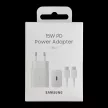 SAMSUNG original hálózati töltő Type C + kábel Type C to Type C PD 3A 15W EP-T1510XWEGEU, fehér