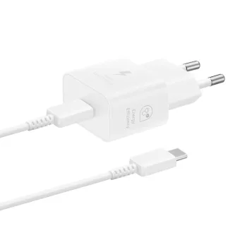   SAMSUNG original hálózati töltő Type C + kábel Type C to Type C PD 3A 25W GaN EP-T2510XWEGEU, fekete blister