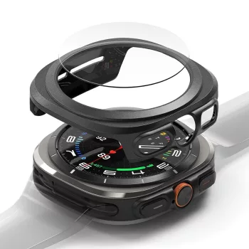  Ringke Slim & Tempered Glass Case + Glass Set Samsung Galaxy Watch Ultra 47mm, tok, fekete