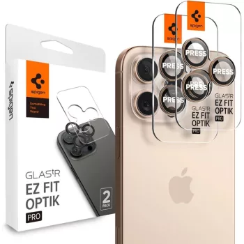   SPIGEN OPTIK PRO GLAS.TR ”EZ FIT” CAMERA PROTECTOR 2-PACK IPHONE 16 PRO / PRO MAX DESERT TITANIUM