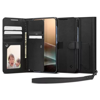 SPIGEN WALLET Samsung GALAXY S25 Plus PLUS tok, fekete