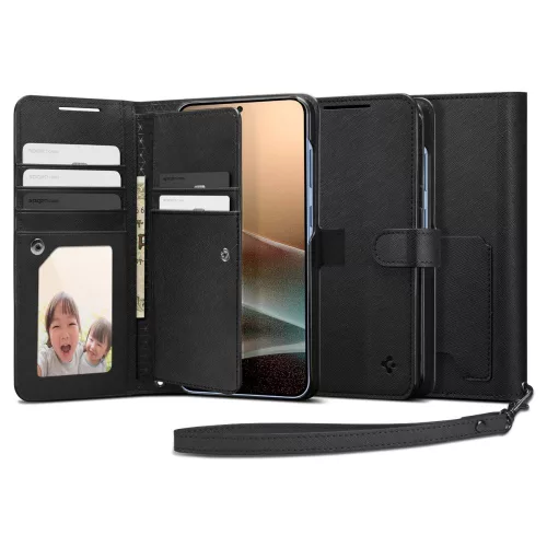 SPIGEN WALLET Samsung GALAXY S25 Plus PLUS tok, fekete