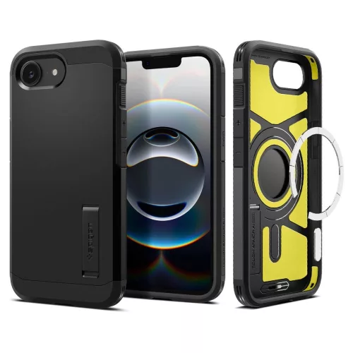Spigen Tough Armor Case MagSafe Apple iPhone 16e (2025) Stand tok, fekete