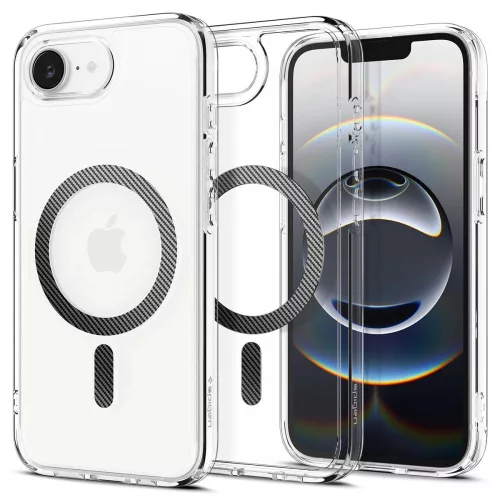 SPIGEN case ULTRA HYBRID MAG MagSafe Apple iPhone 16e carbon fiber tok, fekete