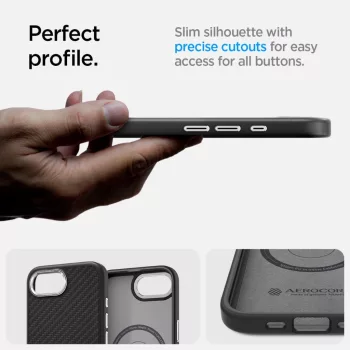   Spigen Enzo Aramid MagSafe case Apple iPhone 16e (2025) tok, fekete