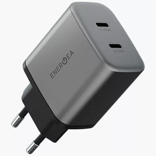 Energea hálózati töltő Ampcharge GaN45 2xUSB-C PD/PPS/QC3.0 45W , szürke
