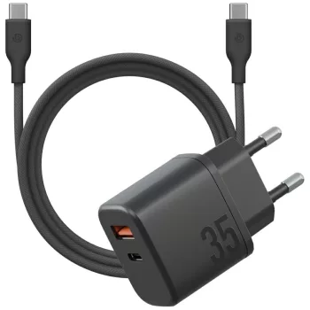   Energea Bazic hálózati töltő Goport Velox Kit 1xUSB-C 1xUSB-A GaN 35W with kábel, fekete