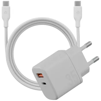   Energea Bazic hálózati töltő Goport Velox Kit 1xUSB-C 1xUSB-A GaN 35W with kábel, fehér