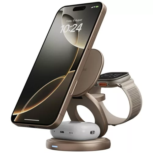 Energea Bazic vezeték nélküli töltő Gomag Gyre Foldable 3in1 15W Fast Charging , arany