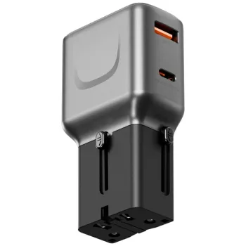   Energea TravelGo Adapter 35 USB-A/USB-C 35W graphite-black, hálózati töltő