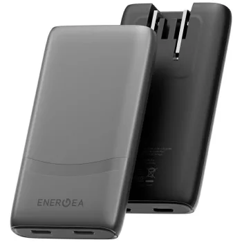   Energea hálózati töltő TravelWorld Edge 65W 2xUSB-C PD/PPS/QC3.0 (US/UK/EU) , sötétszürke