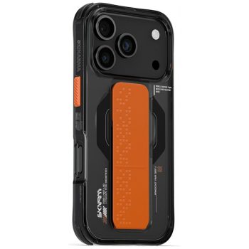   Skinarma Haxa Case iPhone 17 Pro Magnetic Charging + Grip Stand tok, grafitszürke