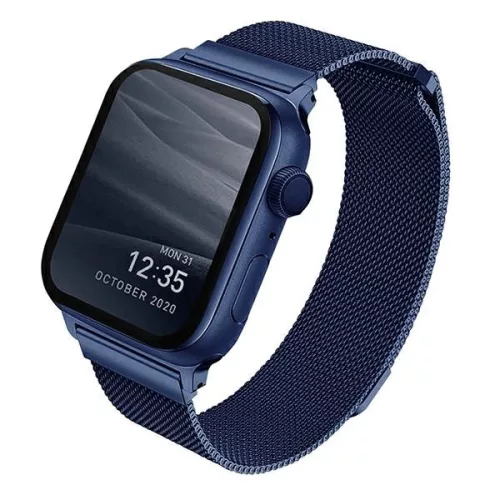 UNIQ óraszíj Dante Apple Watch Series 1/2/3/4/4/5/6/7/8/9/SE/SE2 38/40/41mm rozsdamentes acél, sötétkék