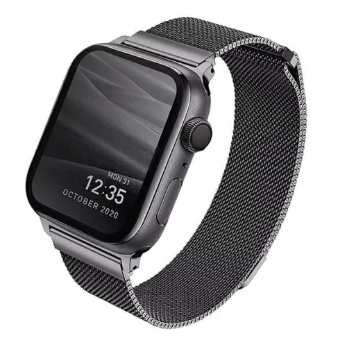 UNIQ óraszíj Dante Apple Watch Series 1/2/3/4/4/5/6/7/8/9/SE/SE2 38/40/41mm rozsdamentes acél, grafitszürke