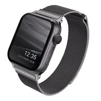   UNIQ óraszíj Dante Apple Watch Series 1/2/3/4/4/5/6/7/8/9/SE/SE2 42/44/45mm rozsdamentes acél, grafitszürke