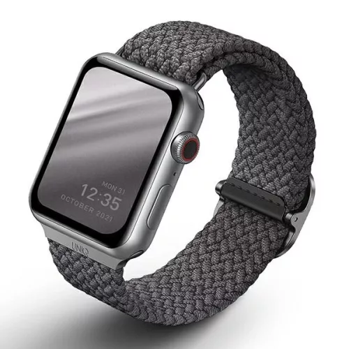 UNIQ óraszíj Aspen Apple Watch 40/38/41mm Series 1/2/3/4/4/5/6/7/8/9/SE/SE2 fonott, szürke