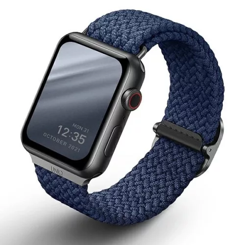 UNIQ óraszíj Aspen Apple Watch 44/42/45 mm Series 1/2/3/4/4/5/6/7/8/9/SE/SE2 fonott, kék