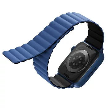   UNIQ Revix óraszíj Apple Watch Series 1/2/3/4/5/6/7/8/SE/SE2 38/40/41mm Reversible Magnetic tok, fekete-kék