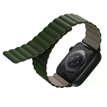   UNIQ Revix óraszíj Apple Watch Series 1-8/SE/SE2/Ultra 42/44/45/49mm Reversible Magnetic, zöld-gray