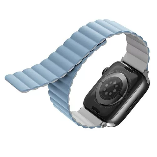UNIQ Revix óraszíj Apple Watch Series 1/2/3/4/5/6/7/8/SE/SE2 38/40/41mm Reversible Magnetic, fehér-kék