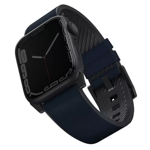 UNIQ óraszíj Straden Apple Watch Series 1/2/3/4/4/5/6/7/8/9/SE/SE2/Ultra/Ultra 2 42/44/45/49mm. Bőr hibrid óraszíj, kék