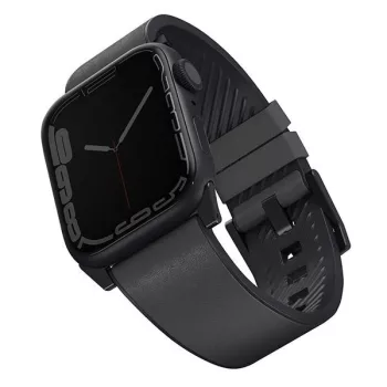   UNIQ óraszíj Straden Apple Watch Series 1/2/3/4/4/5/6/7/8/9/SE/SE2/Ultra/Ultra 2 42/44/45/49mm. Bőr hibrid óraszíj, szürke
