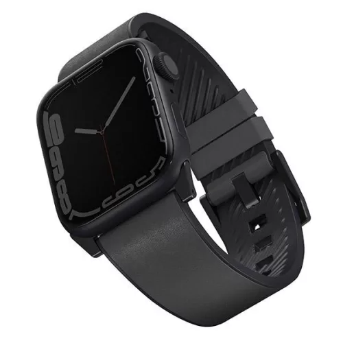 UNIQ óraszíj Straden Apple Watch Series 1/2/3/4/4/5/6/7/8/9/SE/SE2/Ultra/Ultra 2 42/44/45/49mm. Bőr hibrid óraszíj, szürke
