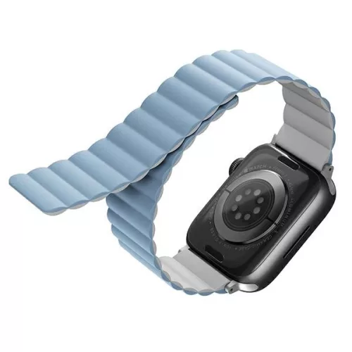 UNIQ óraszíj Revix Apple Watch Series 1/2/3/4/4/5/6/7/8/9/SE/SE2/Ultra/Ultra 2 42/44/45/49mm. Reversibilis mágneses, fehér, kék