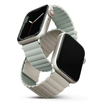   UNIQ Revix óraszíj Apple Watch Series 1-8/SE/SE2 38/40/41mm Reversible Magnetic, zöld-bézs
