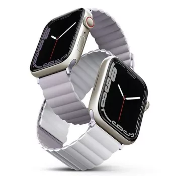   UNIQ óraszíj Revix Apple Watch Series 1/2/3/4/4/5/6/7/8/9/SE/SE2/Ultra/Ultra 2 42/44/45/49mm. Megfordítható mágneses, fehér, lila