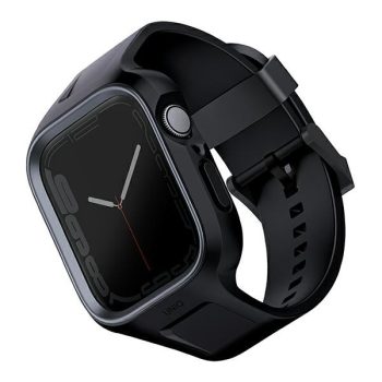   UNIQ óraszíj Monos 2in1 Apple Watch óraszíj + tok Series 4/5/6/7/8/9/SE/SE2 44/45mm. fekete/fekete tok, fekete