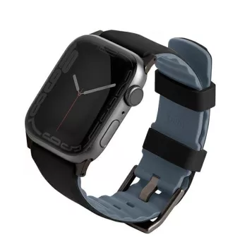   UNIQ óraszíj Linus Apple Watch Series 1/2/3/4/4/5/6/7/8/9/SE/SE2 38/40/41mm. Airosoft szilikon, fekete